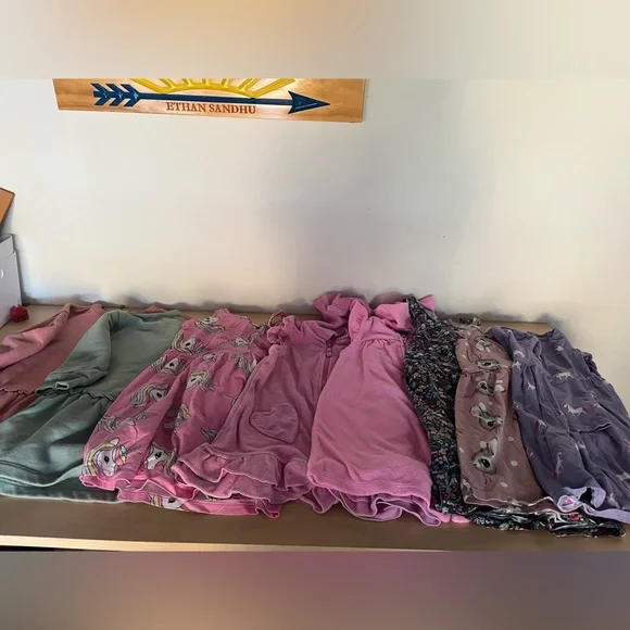 H&M old navy mixed lot brand Pink girls print  Kids Dresses 4-5-6 robes - Picture 3 of 7